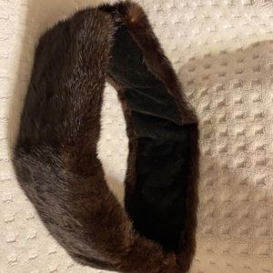 VINTAGE DARK BROWN MINK FUR HAIR WRAP TIE